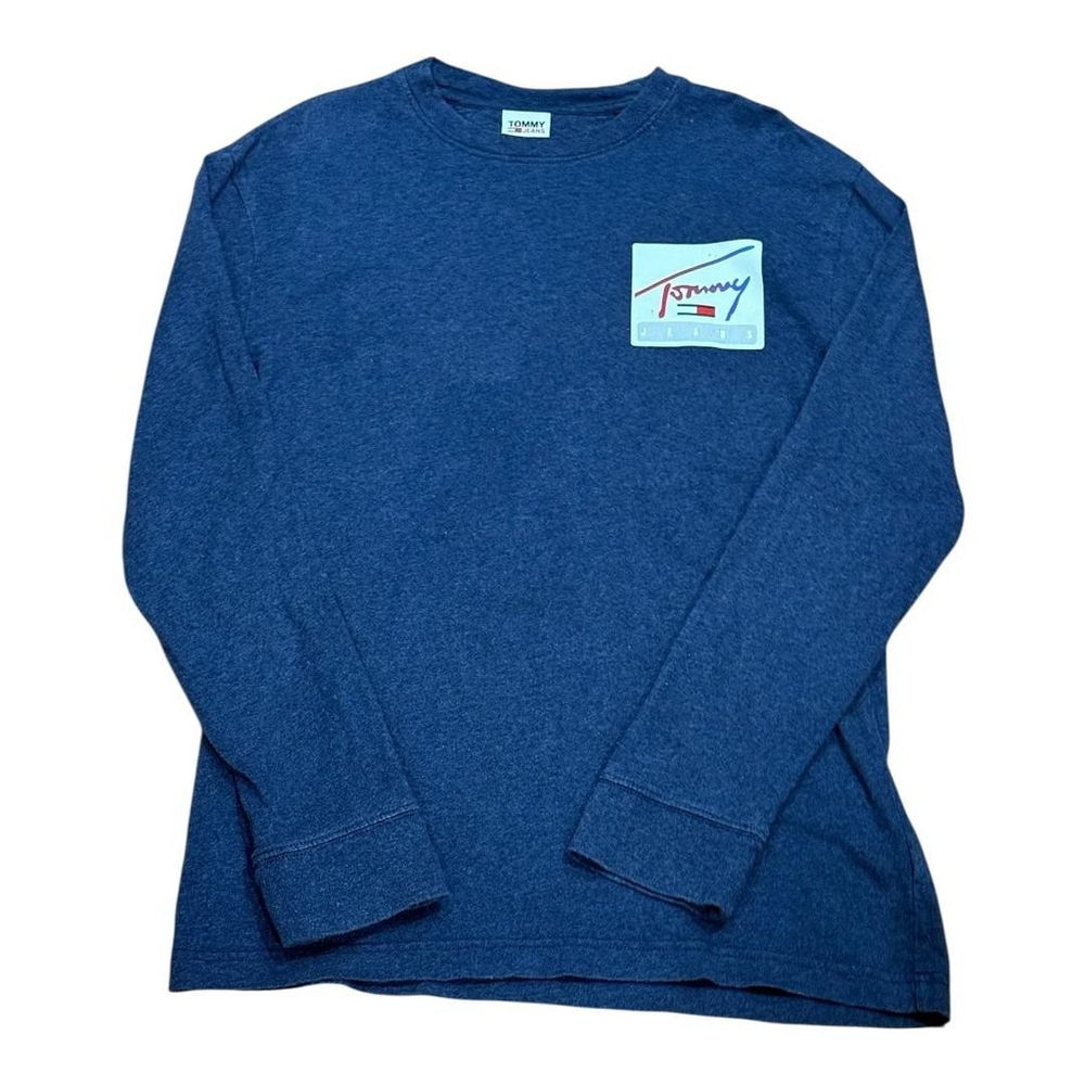 Tommy Jeans Shirt Mens Small Blue Long Sleeve Crewneck Basketball Logo Graphic